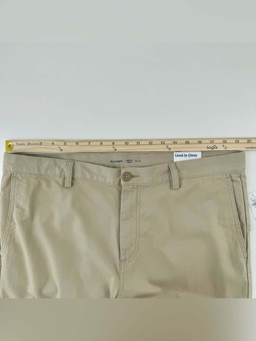 Old Navy Mens Pants 38x32 Tan Khaki Lived in Chino Slim Uniform Non-Stretch - Picture 12 of 16